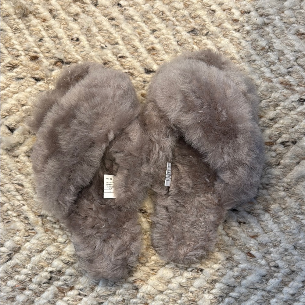 Cozy Gray Faux Fur Slippers